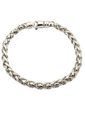 Vintage 925 Sterling Silver Woven Wheat Chain Link Bracelet 7.75" Signed 17.3g.